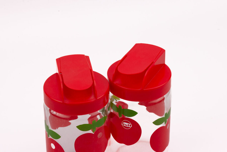 Bocal vintage en verre de 0,65 avec un motif de pomme rouge de chez VMC Gulf