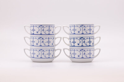 6 tasses Jäger Eisenberg Blau Saks motif bleu cobalt 