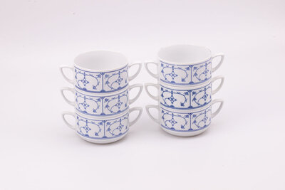 6 tasses Jäger Eisenberg Blau Saks motif bleu cobalt 