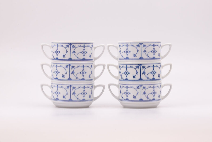 6 tasses Jäger Eisenberg Blau Saks motif bleu cobalt 