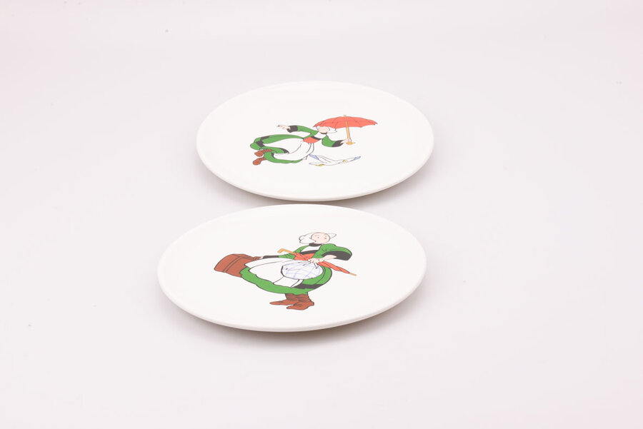 2 assiettes plates Becassine de la faïencerie de Pornic 