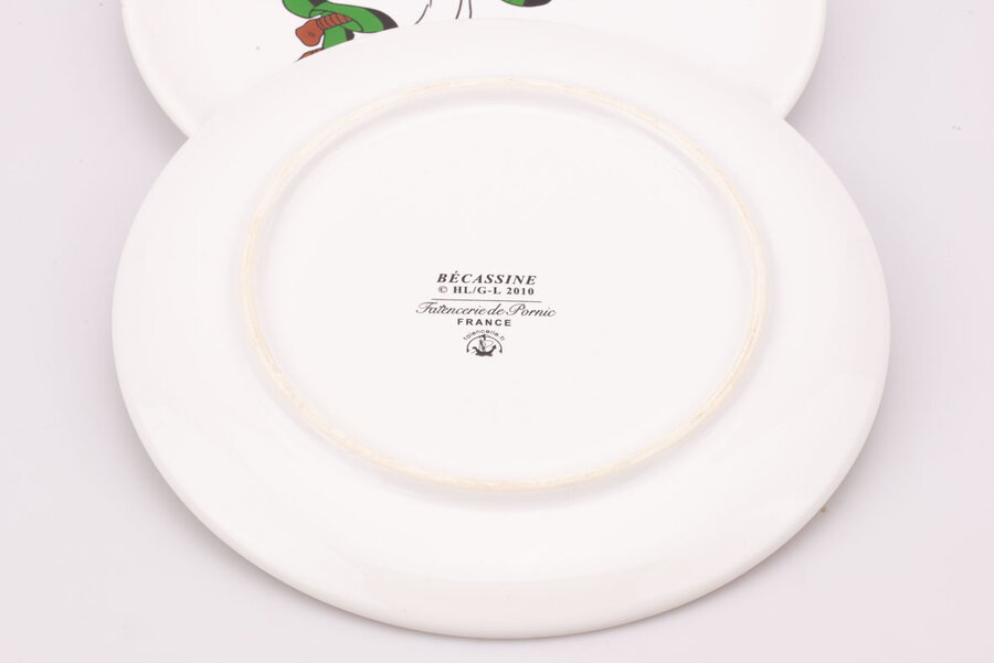 2 assiettes plates Becassine de la faïencerie de Pornic 