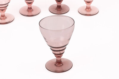 5 verres vintage style Art déco couleur rose