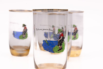 5 verres à eau vintage