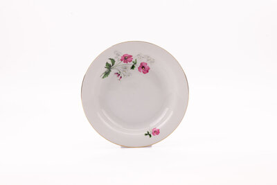 4 assiettes creuses vintage Kronester avec liseret doré et motif floral