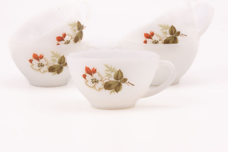 5 tasses Arcopal fleur d'aubépine 