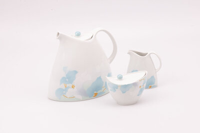 Cafetière, sucrier et pot à lait en porcelaine Scherzer Miranda