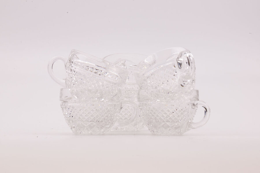 Service à punch vintage en cristal à 6 pièces