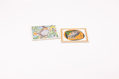 2 dessous de plat hibou en faïence 