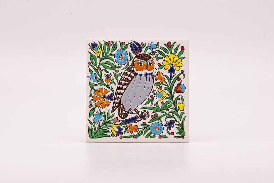 2 dessous de plat hibou en faïence 