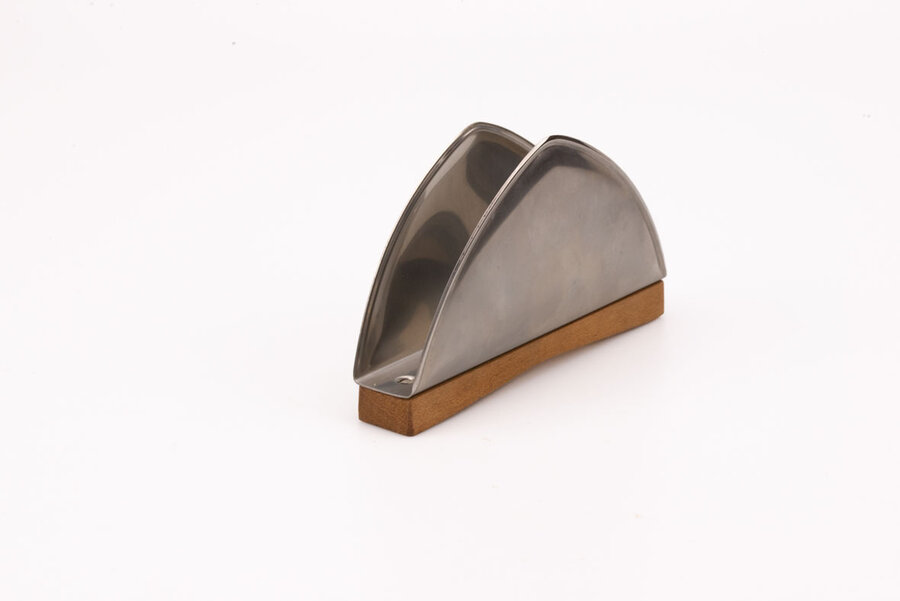 Porte-serviettes vintage en inox et bois Effepi