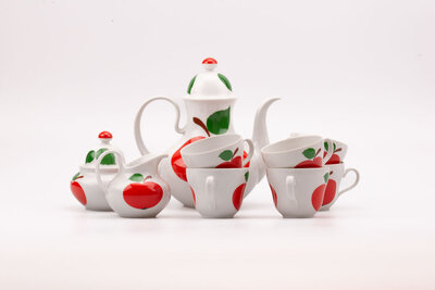 Service à café en porcelaine pomme rouge Seltmann Weiden