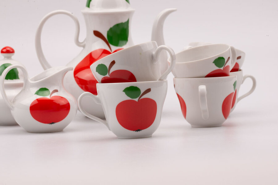 Service à café en porcelaine pomme rouge Seltmann Weiden