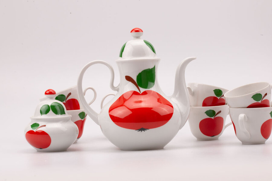 Service à café en porcelaine pomme rouge Seltmann Weiden