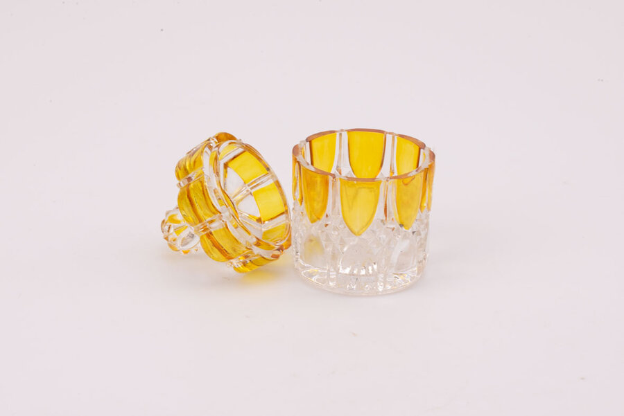 Petit pot en cristal avec couvercle Val Saint-Lambert