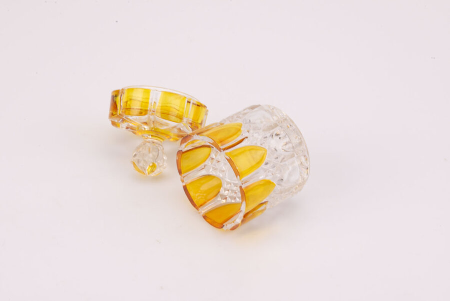 Petit pot en cristal avec couvercle Val Saint-Lambert