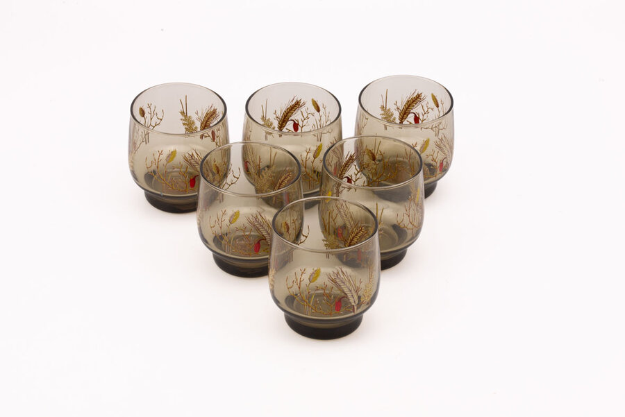 7 verres vintage fumés et transparent modèle Epi Luminarc