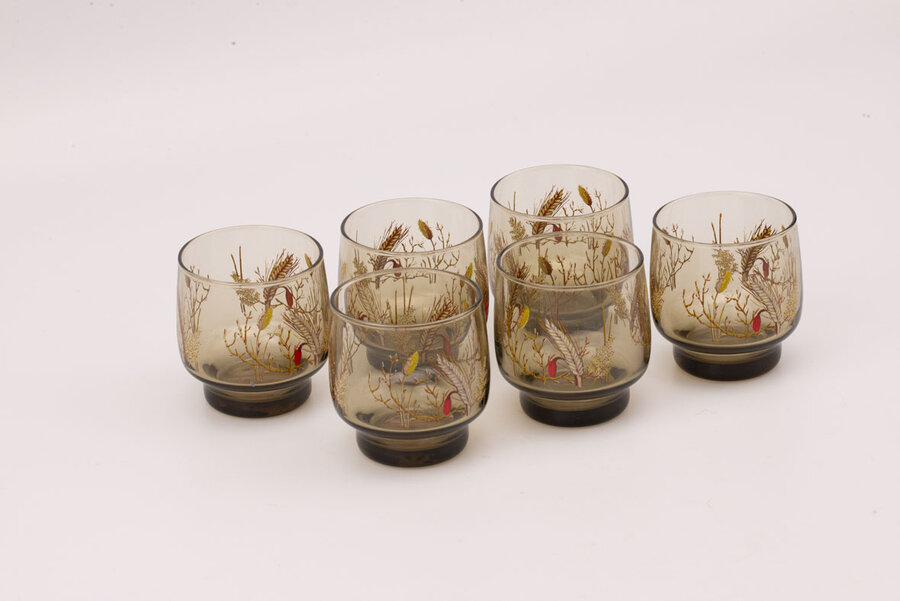 7 verres vintage fumés et transparent modèle Epi Luminarc