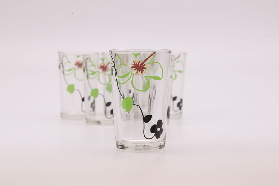 6 verres à eau motif floral 