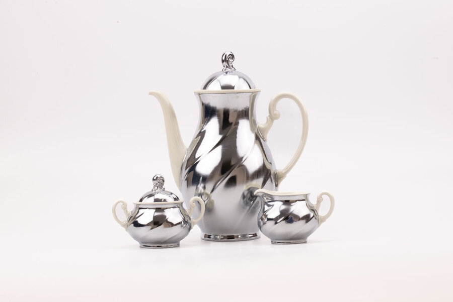 Service à café en porcelaine et inox Demeyere