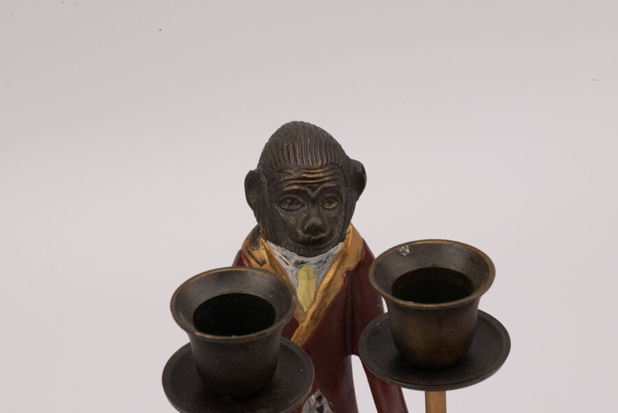 Bougeoir vintage de collection d'un singe majordome 