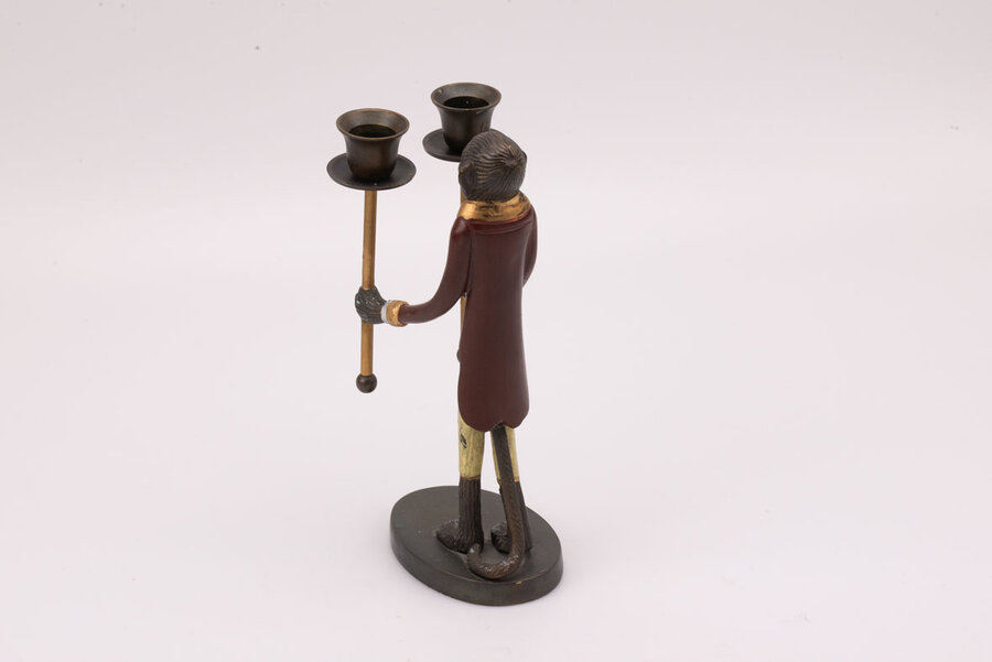 Bougeoir vintage de collection d'un singe majordome 