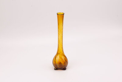 Vase en verre vintage ambré orange et transparent
