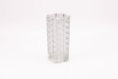 Grand vase en verre lourd pressé vintage Luminarc