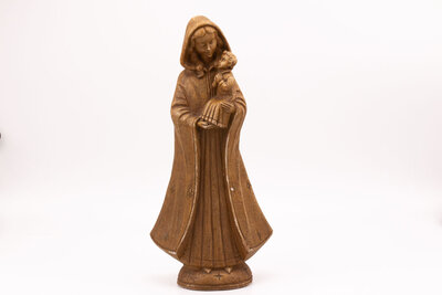 Statue signée au dos Merlini en plâtre Femme et enfant