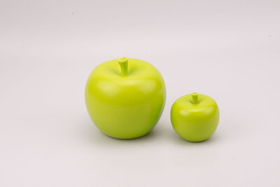 Lot de 2 pommes décoratives vintage en porcelaine de couleur verte