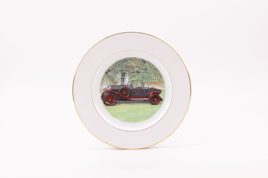 Assiette de collection vintage en porcelaine de Limoges Voiture ancienne