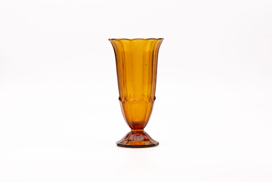 Vase ancien art déco en verre ambré