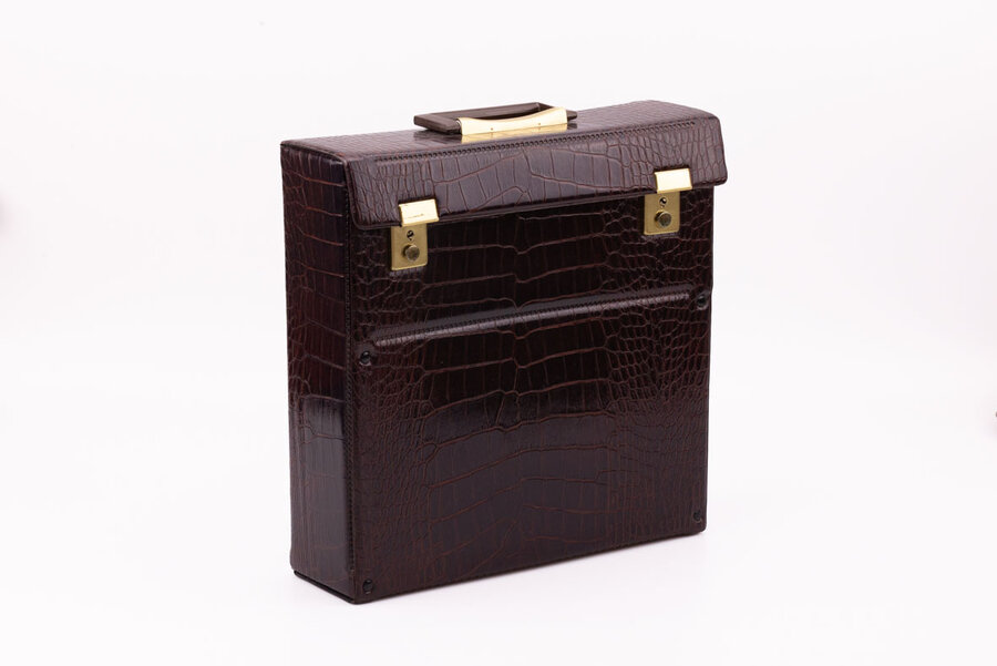 Etui à disques brun en similicuir
