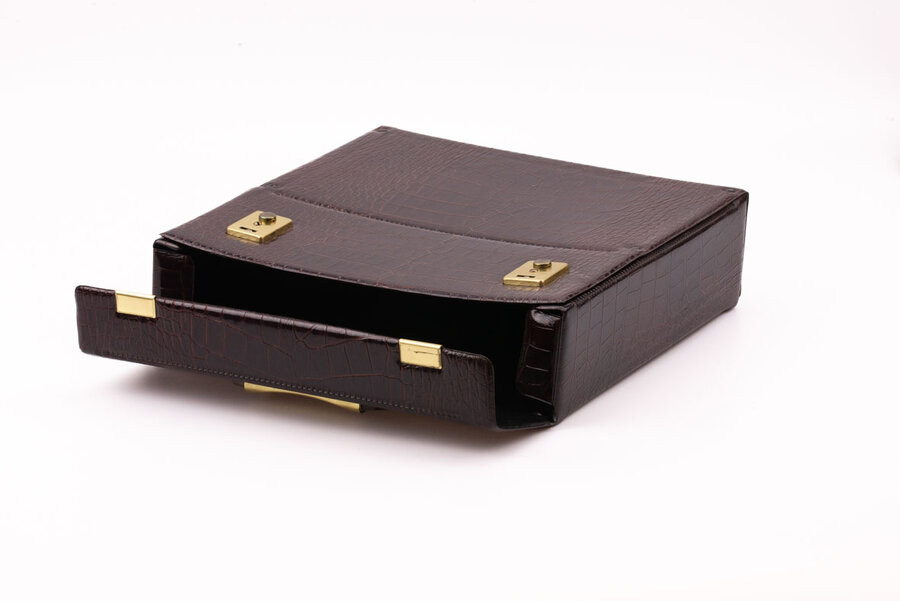 Etui à disques brun en similicuir