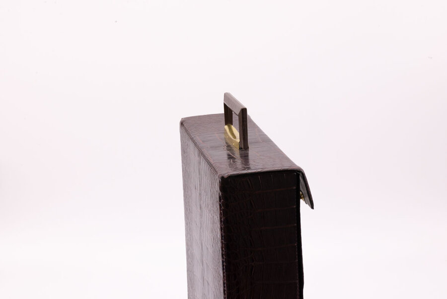 Etui à disques brun en similicuir