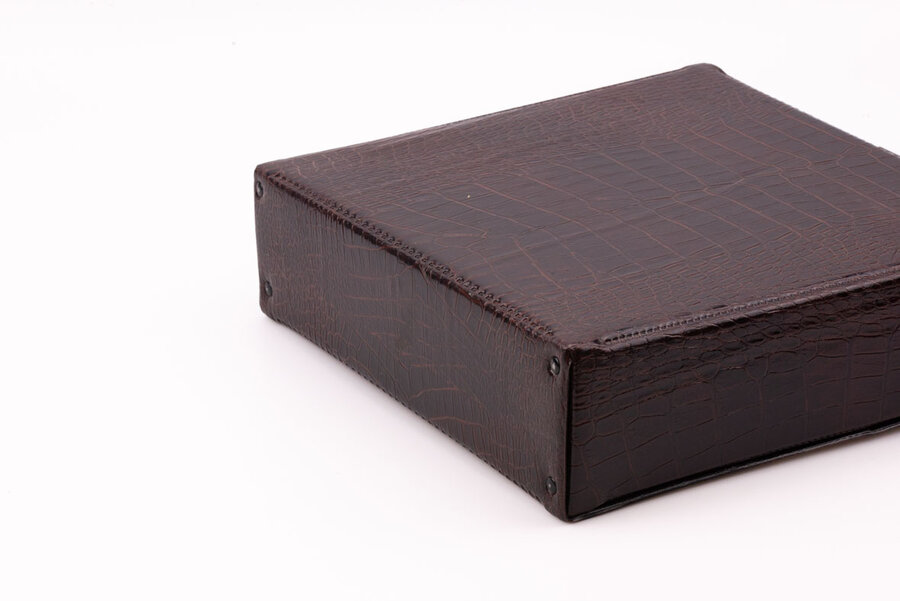 Etui à disques brun en similicuir
