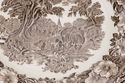 4 très grandes assiettes/plats anglais Woodland Enoch Wedgwood