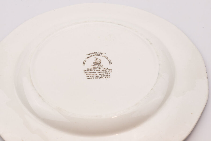 4 très grandes assiettes/plats anglais Woodland Enoch Wedgwood
