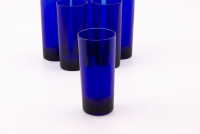 6 verres vintage à long drink bleu cobalt de la Verrerie de Reims