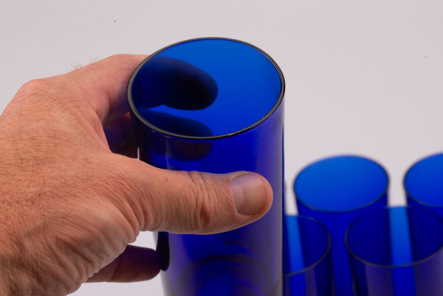 6 verres vintage à long drink bleu cobalt de la Verrerie de Reims