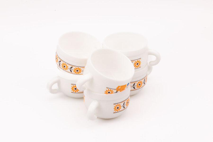 6 bols en verre opaline Cerve