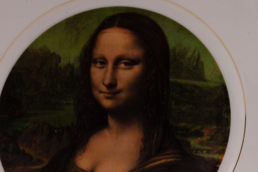 Assiette murale en porcelaine Mona Lisa ou Joconde