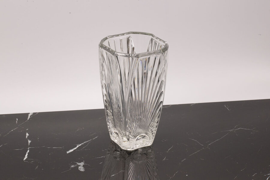 Vase vintage en cristal Art déco Vase vintage en cristal ciselé et transparent en style Art déco