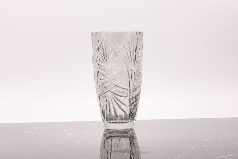 Grand vase vintage en cristal ciselé