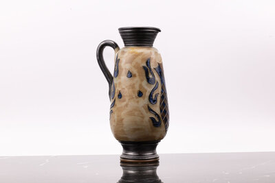 Vase vintage en grès de couleur beige et brune de chez Jules Guérin