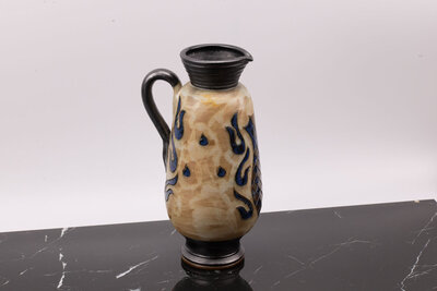 Vase vintage en grès de couleur beige et brune de chez Jules Guérin