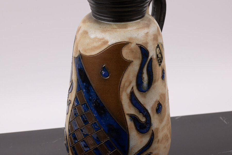 Vase vintage en grès de couleur beige et brune de chez Jules Guérin