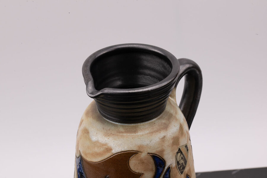 Vase vintage en grès de couleur beige et brune de chez Jules Guérin