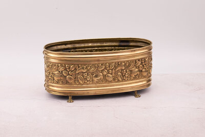 Jardinière vintage ovale en cuivre
