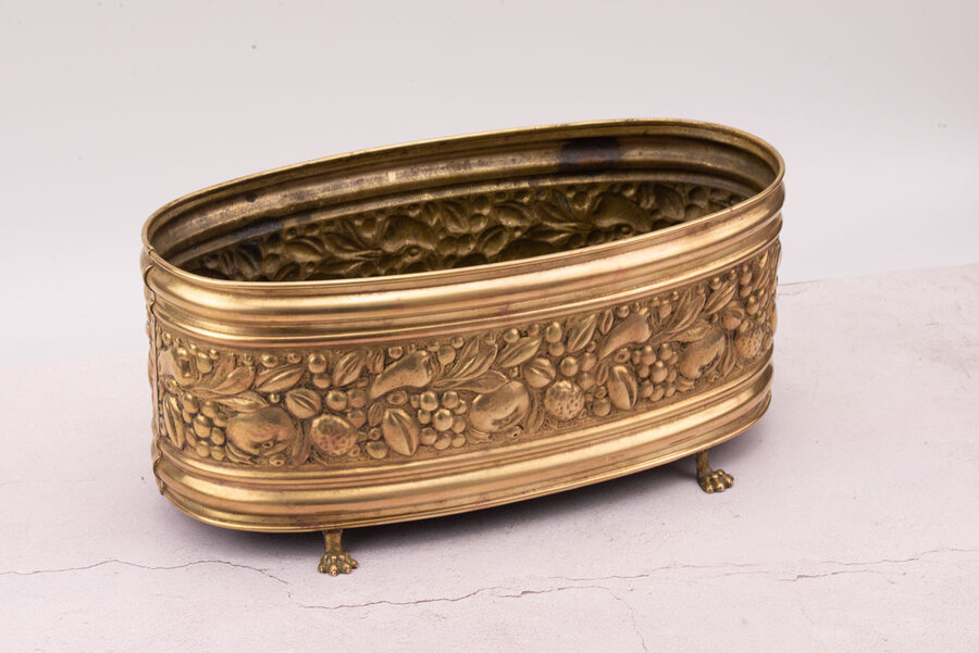 Jardinière vintage ovale en cuivre